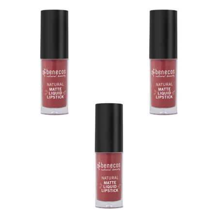 benecos - Natural Matte Liquid Lipstick trust in rust - 5 ml - 3er Pack