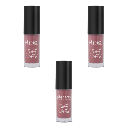 benecos - Natural Matte Liquid Lipstick rosewood romance - 5 ml - 3er Pack