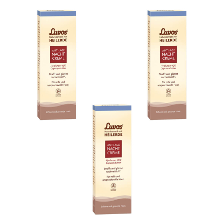Luvos - Anti-Aging Nachtcreme für reife und anspruchsvolle Haut - 50 ml - 3er Pack