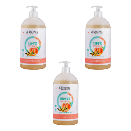 benecos - Natural Shampoo FAMILY SIZE Sweet Sensation Aprikose und Olive - 950 ml - 3er Pack