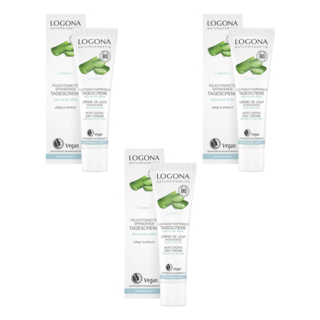 Logona - CLASSIC Feuchtigkeitsspendende Tagescreme Bio-Aloe Vera - 30 ml - 3er Pack