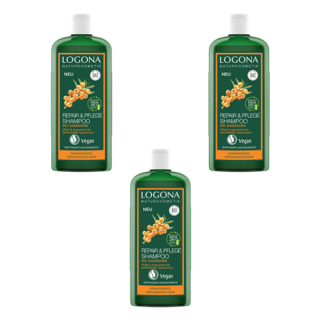 Logona - Repair und Pflege Shampoo bio-Sanddorn - 250 ml - 3er Pack