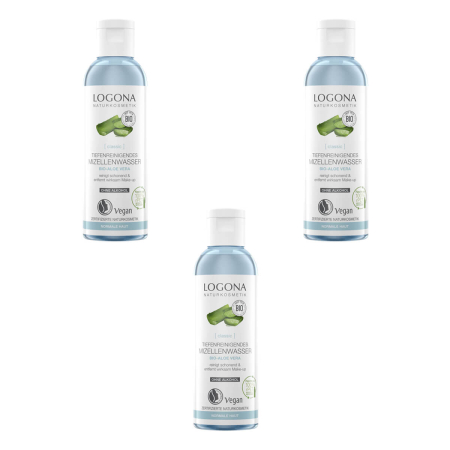 Logona - CLASSIC Tiefenreinigendes Mizellenwasser Bio-Aloe Vera - 125 ml - 3er Pack
