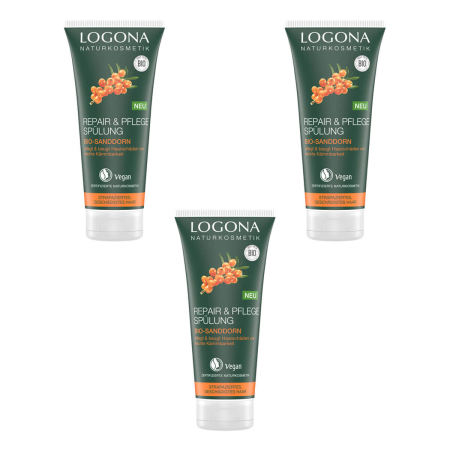 Logona - Repair und Pflege Spülung bio-Sanddorn - 200 ml - 3er Pack