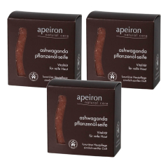 Apeiron - Pflanzenölseife Ashwaganda - 100 g - 3er Pack
