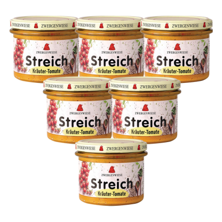 Zwergenwiese - Kräuter Tomate Streich - 180 g - 6er Pack