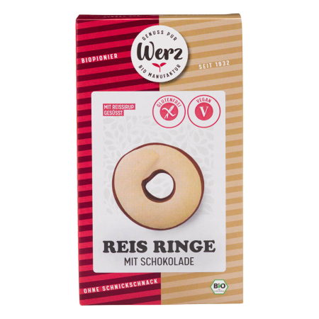 Werz - Reis Ringe mit Schokolade Vollkornkekse glutenfrei - 110 g