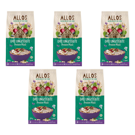 Allos - Das Ungesüßte Protein-Müsli bio - 450 g - 5er Pack