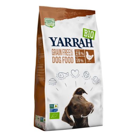 Yarrah - Trockenfutter getreidefrei mit Huhn & Fisch für erwachsene Hunde bio - 10 kg