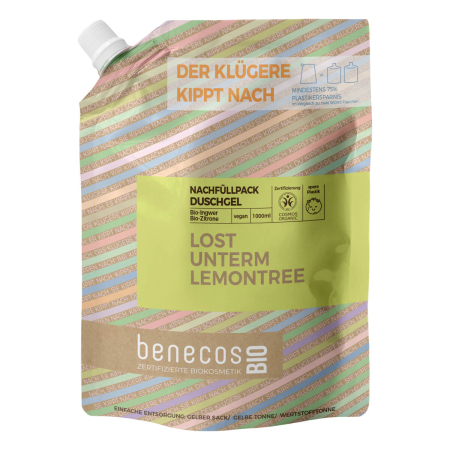 benecos - Duschgel BIO-Ingwer + BIO-Zitrone Nachfüllbeutel - 1 l
