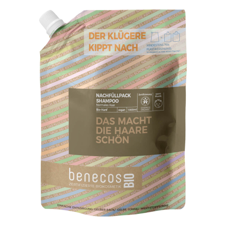 benecos - Shampoo Normales Haar BIO-Hanf Nachfüllbeutel - 1 l