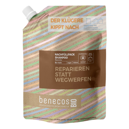 benecos - Shampoo Reparatur BIO-Hafer Nachfüllbeutel - 1 l