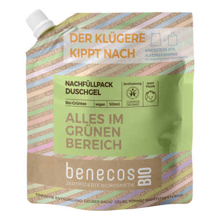 benecos - Duschgel BIO-Grüntee Nachfüllbeutel - 500 ml