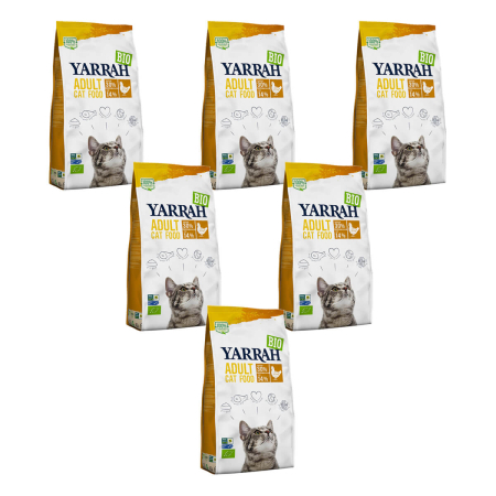 Yarrah - Trockenfutter mit Huhn für Katzen bio - 800 g - 6er Pack