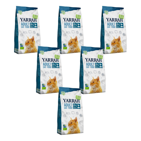 Yarrah - Trockenfutter mit Huhn & Fisch für Katzen bio - 800 g - 6er Pack