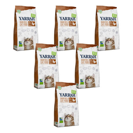 Yarrah - Trockenfutter getreidefrei mit Huhn & Fisch für Katzen bio - 800 g - 6er Pack