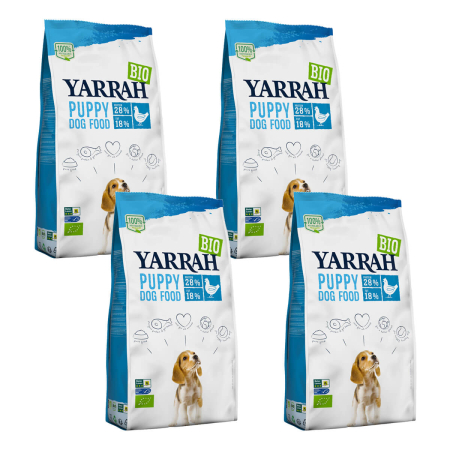 Yarrah - Trockenfutter mit Huhn für Welpen Hunde bio - 2 kg - 4er Pack