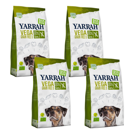 Yarrah - Trockenfutter getreidefrei vegetarisch für Hunde bio - 2 kg - 4er Pack