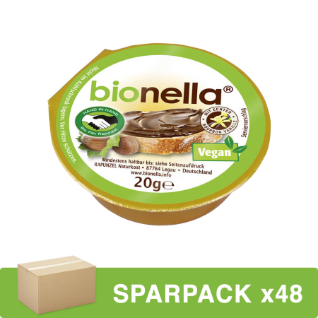 Bionella - Nuss-Nougat-Creme vegan HIH - 20 g - 48er Pack