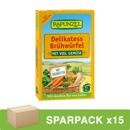 Rapunzel - Gemüse-Brühwürfel Delikatess mit 14% Gemüse mit bio-Hefe - 88 g - 15er Pack