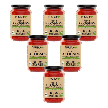 PPURA - Sugo vegane Bolognesesauce mit Soja bio - 340 g - 6er Pack